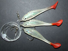 BIG SUPER FISH SHAD RIG LURE 3 x 6/0 HOOK BOAT BASS COD SEA FISHING LINE CLIP