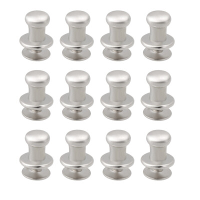 12pcs 6mmx8mm Geschenk Schmuckkasten Einloch Runde Knöpfe Zuggriff Silberton