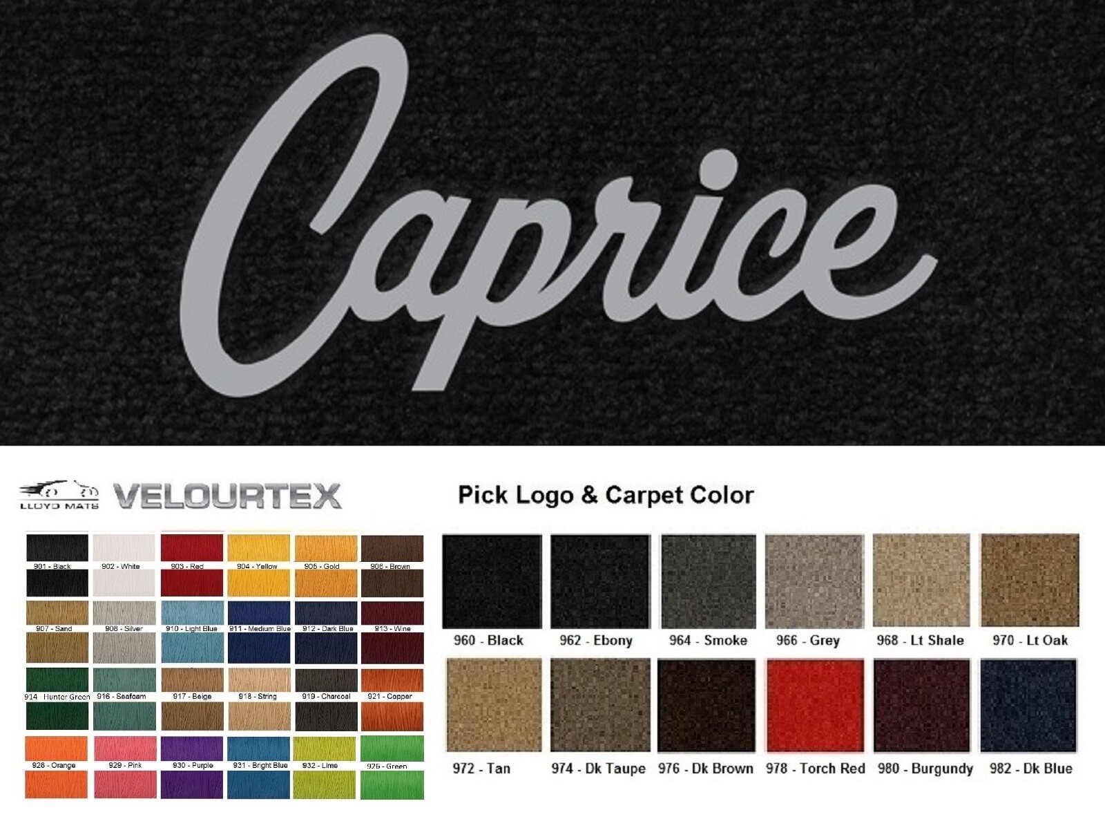 Lloyd Mats Velourtex Chevrolet Caprice Custom Embroidered Floor Mats