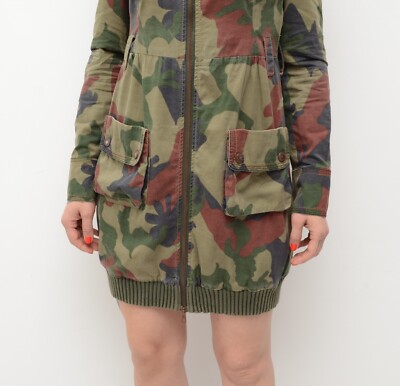 Womens Vintage Jean Paul Gaultier Camouflage Military Full Zip Dress Size  42 ~M