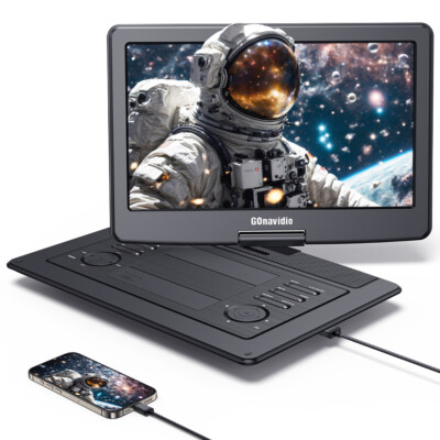 19'' Portable DVD Player HD Swivel Screen 6 Hour Rechargeable Battery HDMI/USB