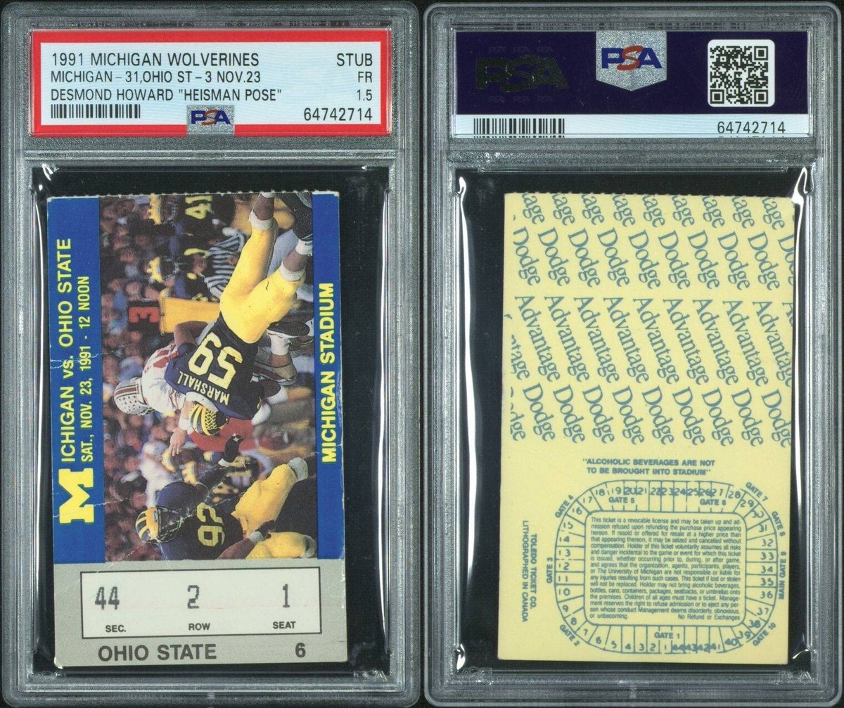 DESMOND HOWARD “HEISMAN POSE” GAME 1991 TICKET STUB 11/23/91
