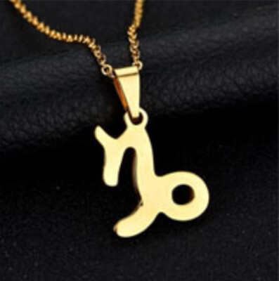 Ω Sternzeichen Steinbock Anhänger Kette Edelstahl goldfarben