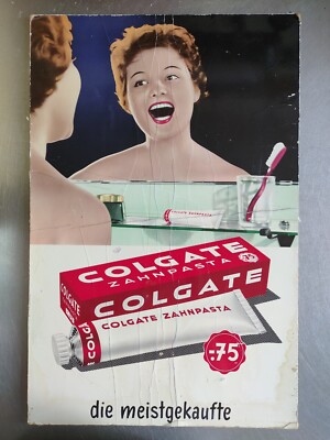 Colgate Werbeschild 50/60er Jahre 58x38 cm