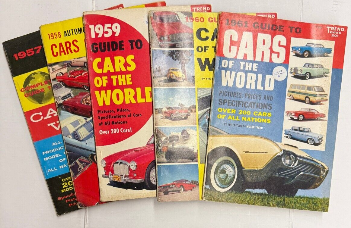 Vintage CARS OF THE WORLD Trend Books Set 1957-1961 Illustrated Auto Guides