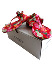 New Chicos red Floral Print Knotted Thong flat foam padded Sandals sz 8 — photo 1