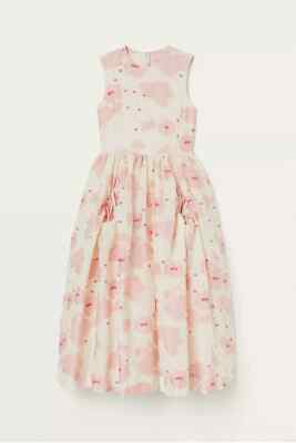 Simone Rocha x HM Cloqué Floral Rosa Seiden Kleid Gr 38, S, Mit Tüll Unterkleid