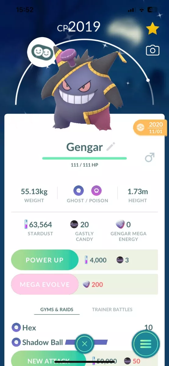 shiny halloween gengar pokemon go from 2020 and instant ￼￼ delivered