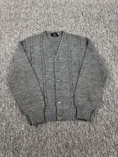 Vtg Campus Sweater Men Large Wintuk Cable Knit Fisherman Cardigan Made In USA