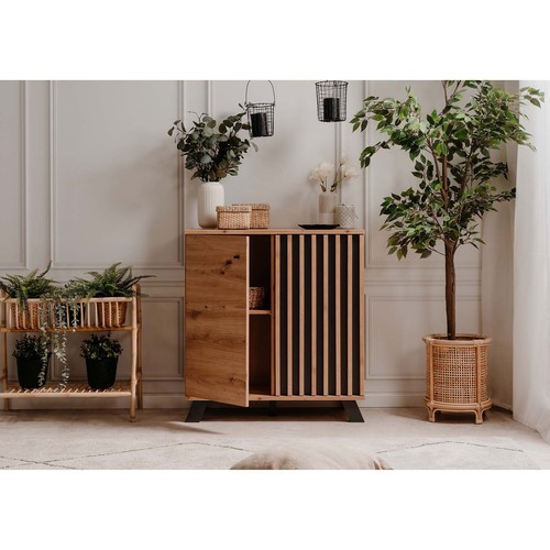 Kommode MEDAN - Artisan Eiche - anthrazit - 80 cm breit Sideboard Anrichte - Bild 5 von 10
