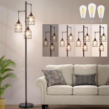 70" Dimmable Floor Lamp for Living Room, Industrial 3-Light Tree Floor Lamp B...