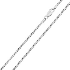 925 Italian Sterling Silver Round Box Chain Necklace Non-Plated