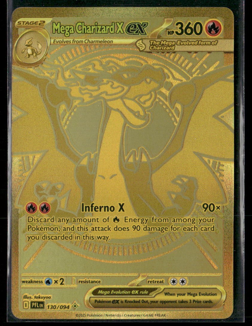 Pokemon Mega Charizard X ex Mega Hyper Rare Holo 130/094 Gold Phantasmal Flames