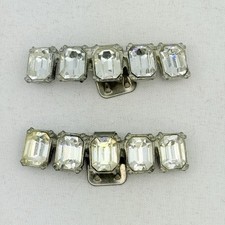 Retro Rectangular Clear Rhinestone Dress or Shoe Clips