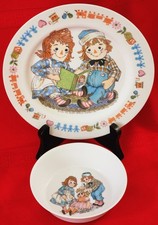 Raggedy Ann  Andy Vtg 1969 Kids Plate  Bowl Plastic Melamine Bobbs-Merrill Co.