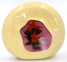 XL Melissa AYOTTE Tiger LILY FLOWERS Roots Art Glass PAPERWEIGHT Sculpture 4.5"