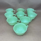 Vintage Fire-King Jadeite Jane Ray glass teacup lot of 9
