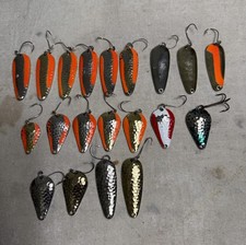 20 Vintage Fishing Lures Trolling Spoons Gold Silver Orange STEE LEE Freshwater