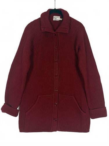 Chloé, Vintage Chloe Burgundy Ribbed Knit Cardigan Sweater Jacket Button Front Small