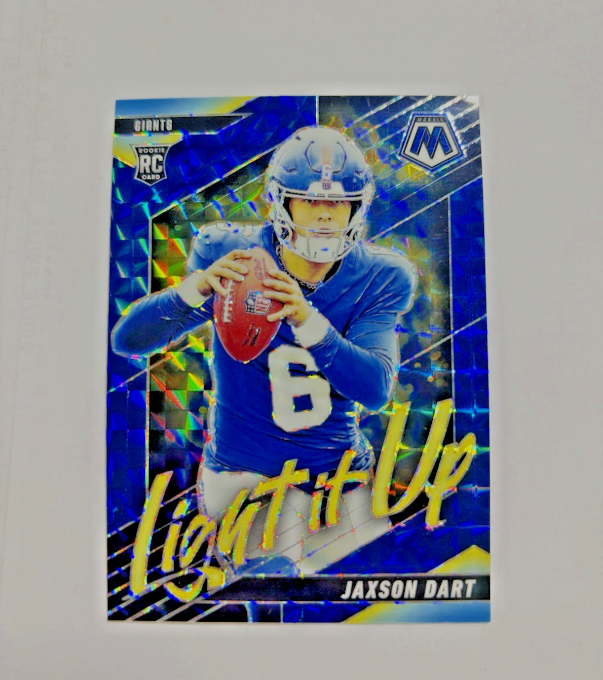 2025 Panini Mosaic Blue Jaxson Dart Rookie /99 Light It Up