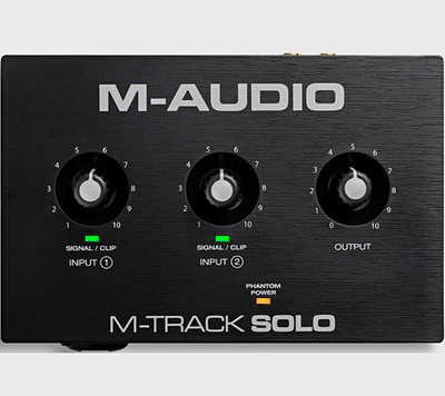 M-Audio M-Track Solo USB Audio Interface Phantom Power Direct Monitoring RCA
