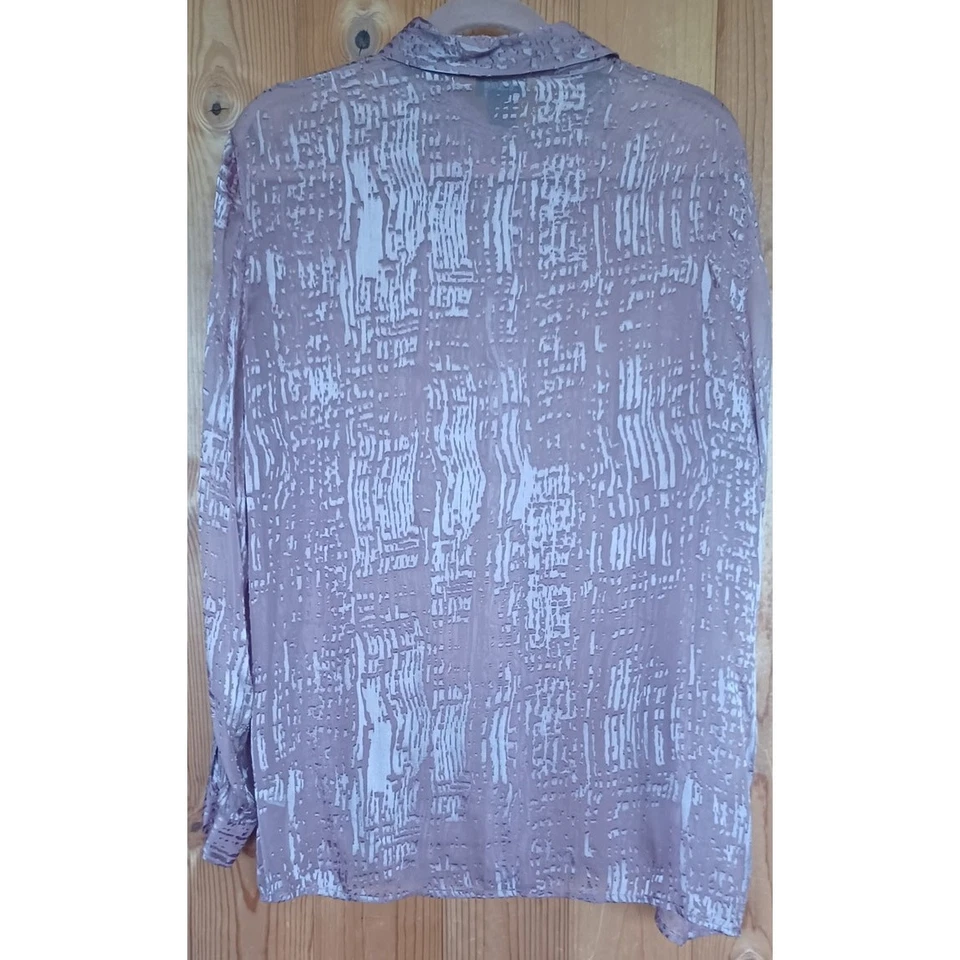Blusa túnica para mujer NY & CO seda Burn Out terciopelo abotonada XL rosa pastel Y2K Foto 3 de 4