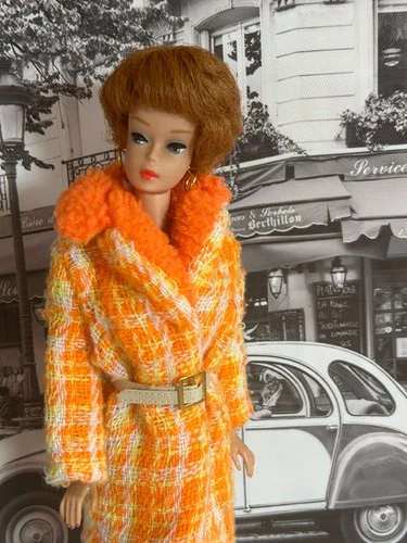 **VINTAGE BARBIE!!** Superb 1960's Titian Haired Bubblecut in Rare Plaid Coat!