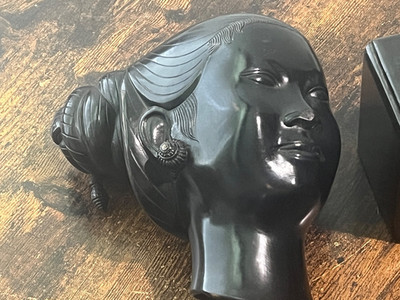 Nguyen Thanh Le Vietnamese Artist Bronze Bust Head of Laos Woman 10'' Circa 1950