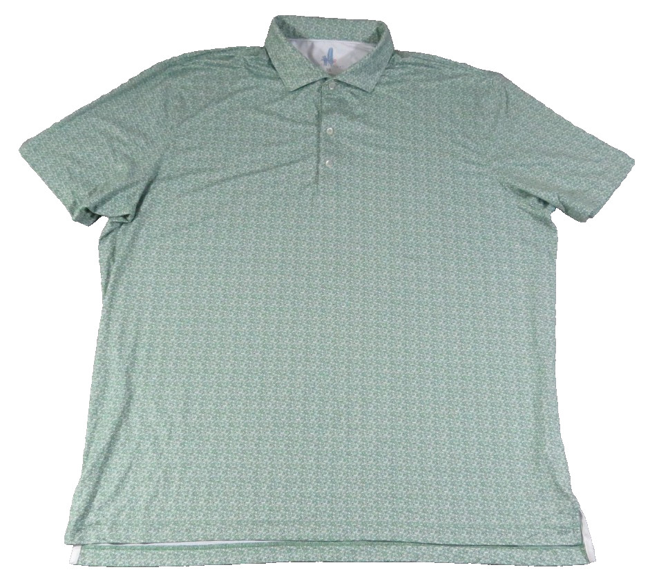 johnnieO Lucky Featherweight Polo Shirt Lucky Clover Pattern Men XL Green Jungle