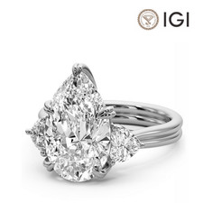 IGI 5.00 CT F VS2 Pear Cut Lab Grown Diamond Engagement Ring Platinum 900