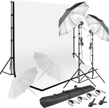 Photography Umbrella Lighting Kit with 85w Led Bulb Muslin Backdrop