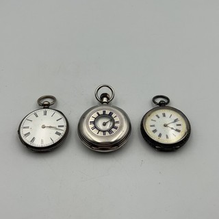 3x Antique Sterling Silver Fob Pocket Watches Mixed Lot 147g Untested