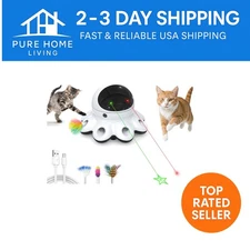Interactive Laser and Feather Cat Toy for Exercise - Voice and Touch Control