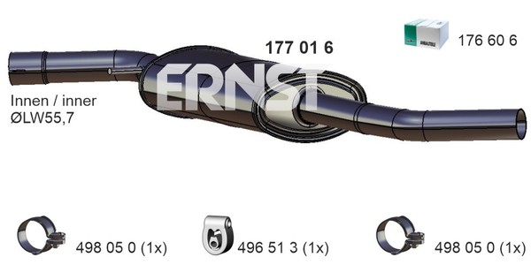 Ernst MittelschalldäMpfer (177016) FüR VW Transporter T4 | Auspufftopf-image