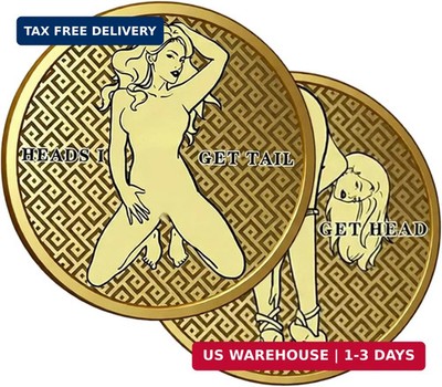 2PCS Dual-Side Heads & Tails Flip Coin, Lucky Collectible Token, Gag Gift for Ga