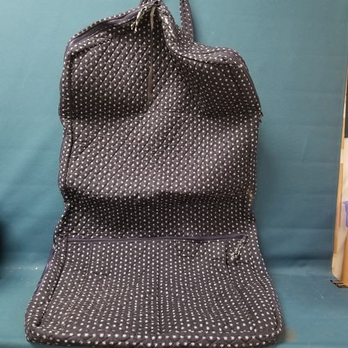 Vtg Retired Vera Bradley Navy Blue Quilted Travel hanging Garment Bag Carry On