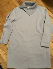 Athleta Cozy Karma Gray Asymmetrical Neck Pullover Sweatshirt Tunic Dress Size M