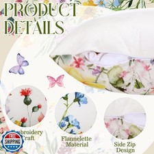 SmoothNovelty 8 Pcs 18x18 Inch Spring Floral Pillow Covers Wildflowers Plant ...