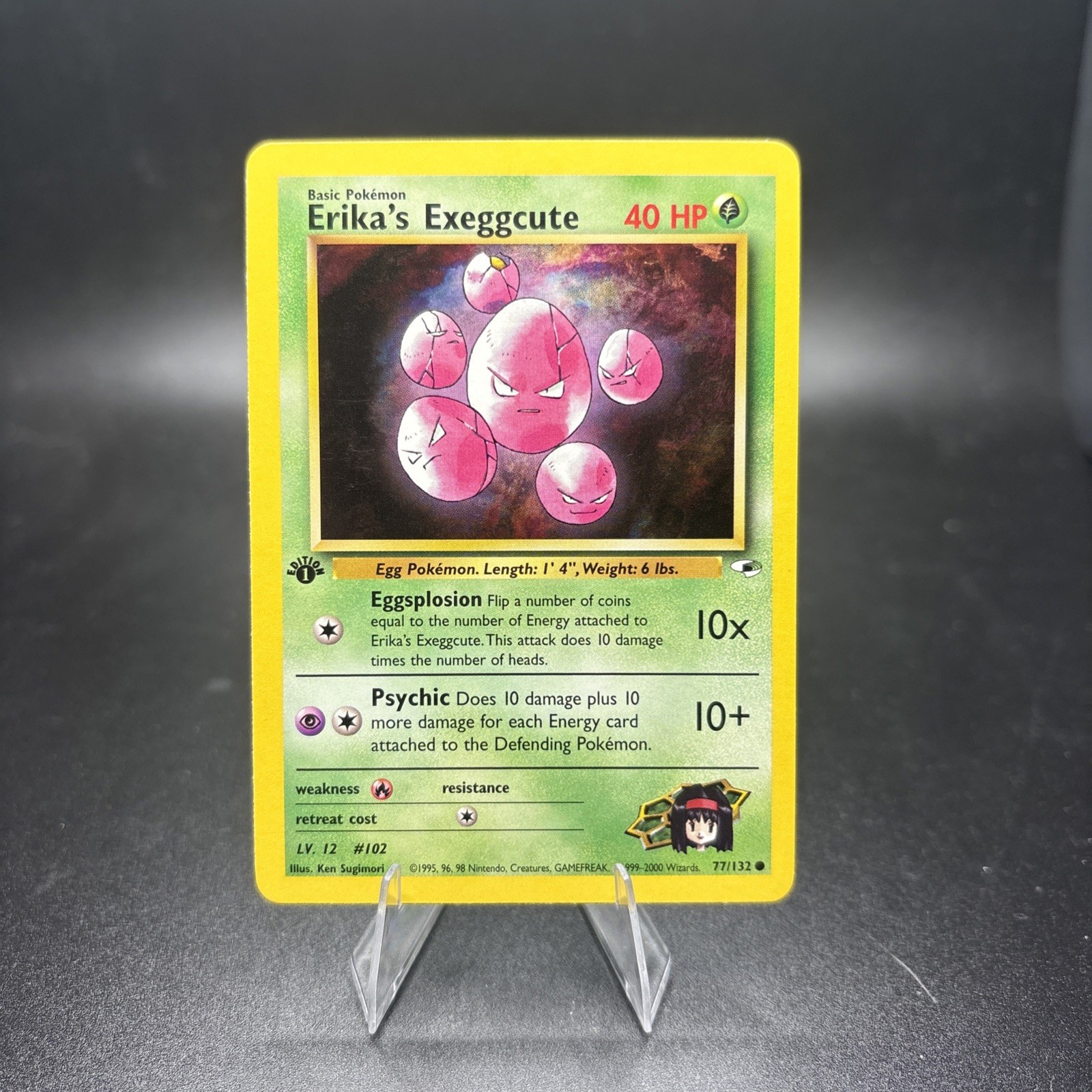 Pokemon TCG Erika's Exeggcute 77/132 1st Edition Gym Heroes Common NM -j