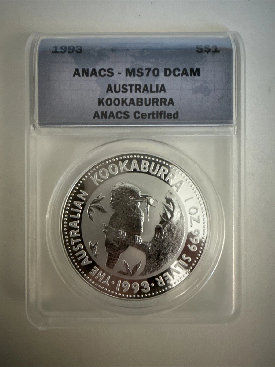Australian Kookaburra MS 70 Graded 1993 Silver Bullion Coins for