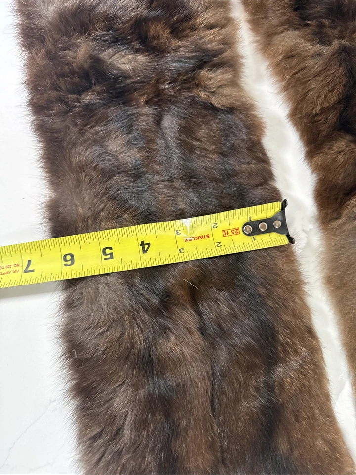 Vintage Soft Real Fox Fur Brown Long Neck Wrap Scarf Collar Handmade 56”X 6* - Image 2 of 4
