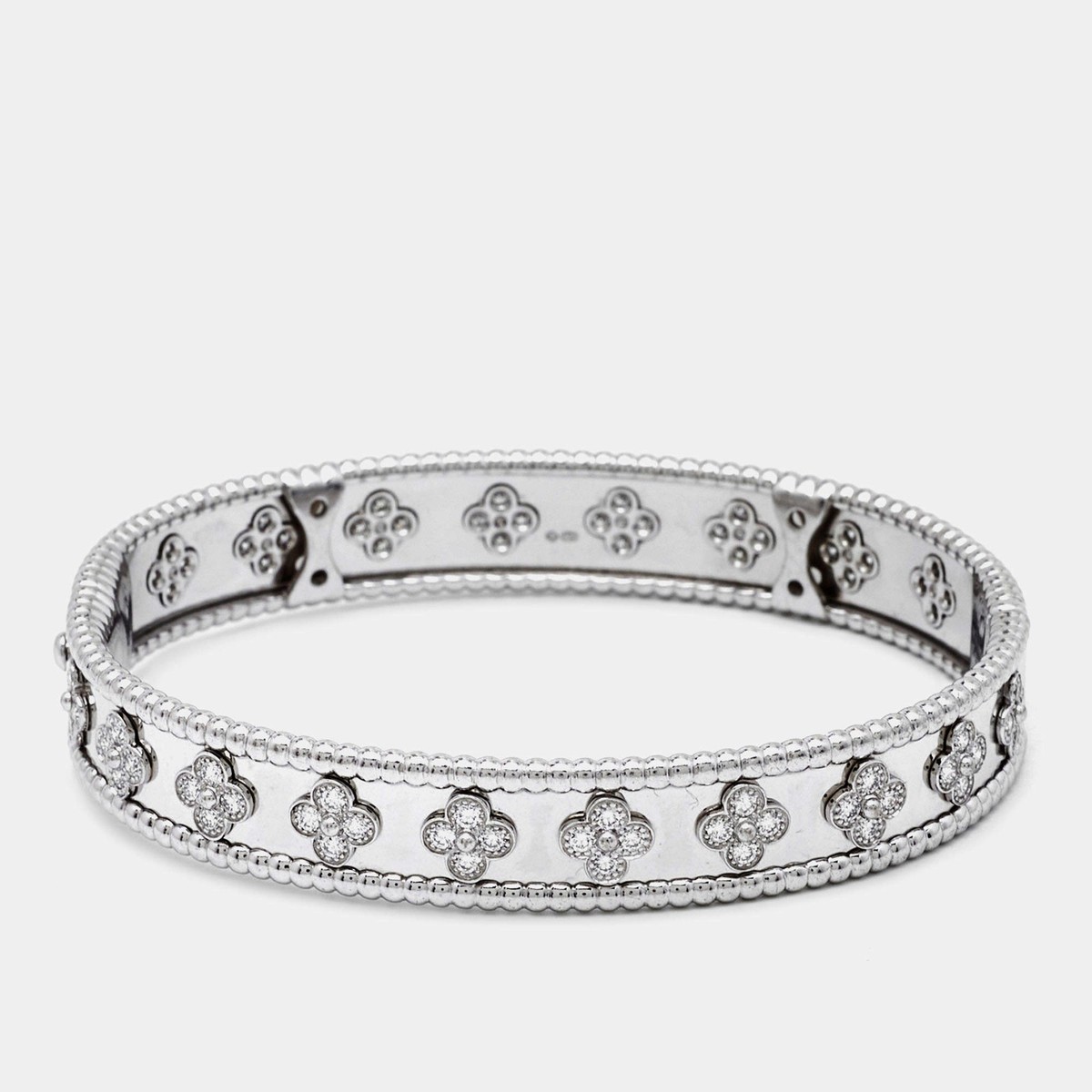Van Cleef Arpels Perlee Clover Diamonds 18k White Gold Bracelet L
