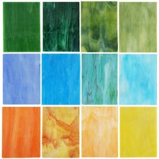 Stained Glass Sheets Pack 4x6" Mosaic Tiles for Crafts, 10 Mixed Opaque Sheets
