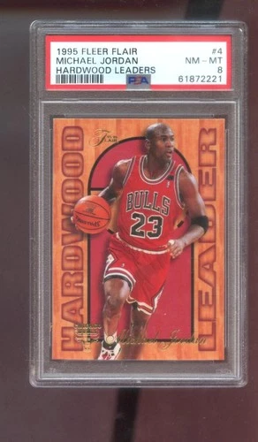 1995-96 Fleer Flair Hardwood Leader #4 Michael Jordan PSA 8 Graded Card 95 NBA