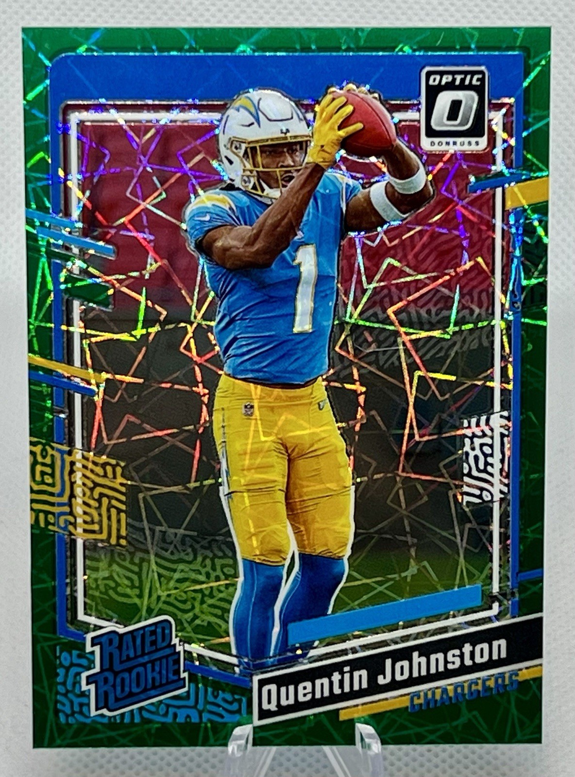 QUENTIN JOHNSTON RC 2023 Donruss Optic Green Velocity #265 Rookie Chargers