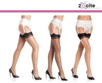 Gio Stockings 100% Nylon Full Contrast Stockings Handmade UK Reinforced Heel Toe