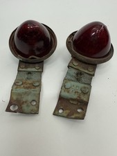 2 Vintage Truck Marker Lights Red Glass Lens Rat Rod Custom Build