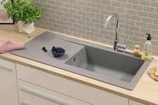 A Incasso Cucina Lavandino Granito Mineralite 100 x 50 Cemento Grigio respekta