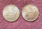 LOT OF 2  UNC.  MORGAN SILVER DOLLAR COINS. 1883/1884/P.  PRE. 1921   LOT # 1
