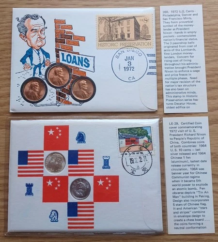 1972 Nixon Coin Covers Lot 2 – China Visit + PDS Lincoln Cents 99 Company FDC